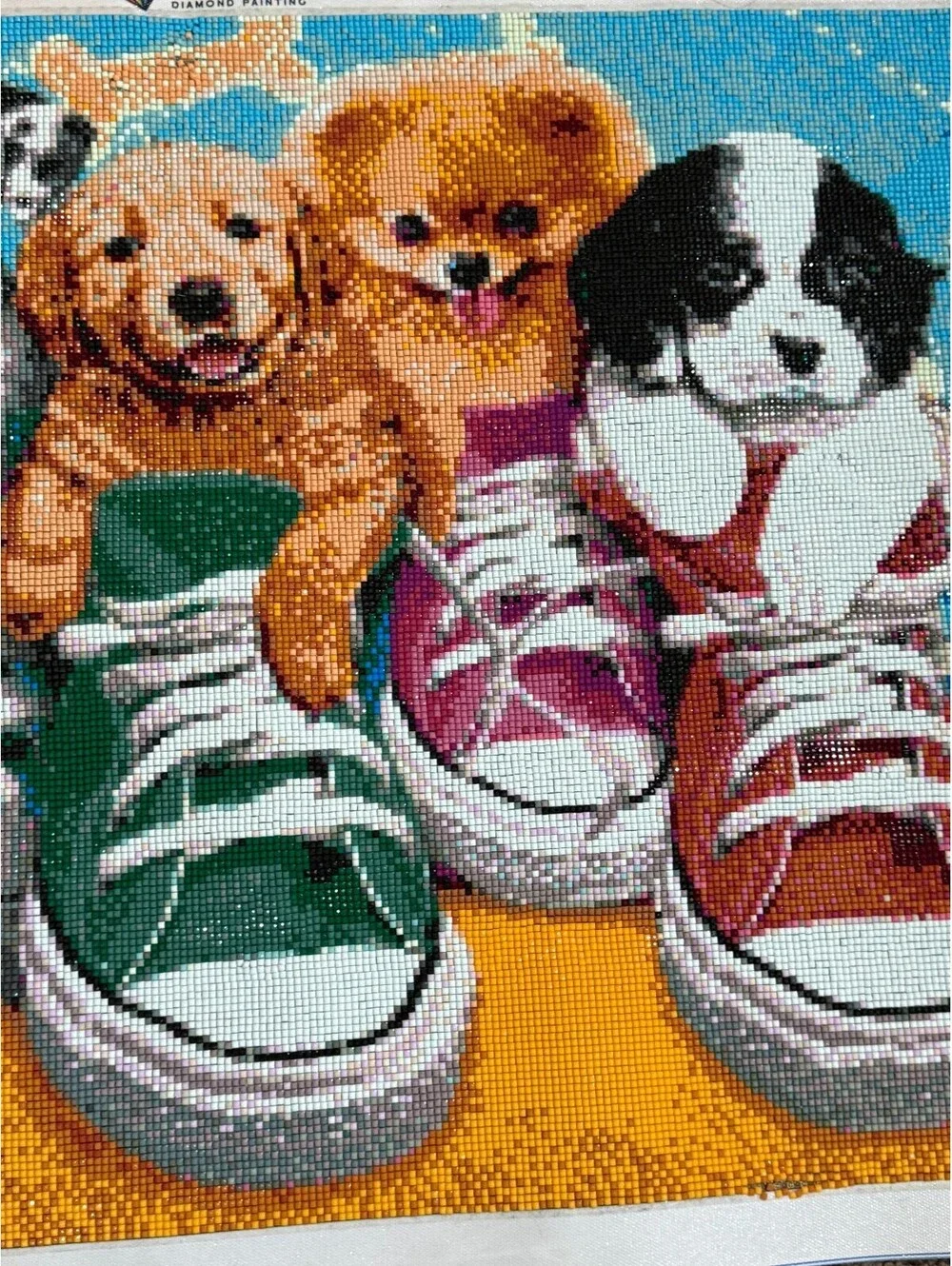 FIYO Puppies in Tennis Shoes FINISHED Diamond Painting 25.5
